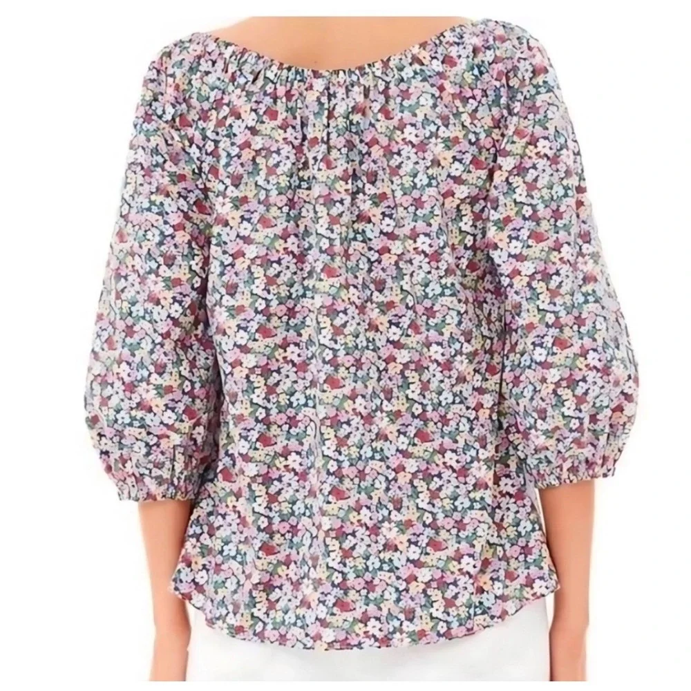 Tuckernuck Pomander Place Ditsy Floral Brooks Blouse Pink Blue Y20956XKGT Small
